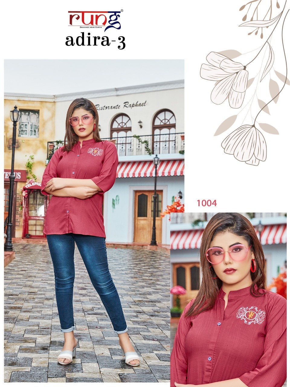 Rung Adira  Vol 3 Fancy Rayon Embroidery Top Catalog