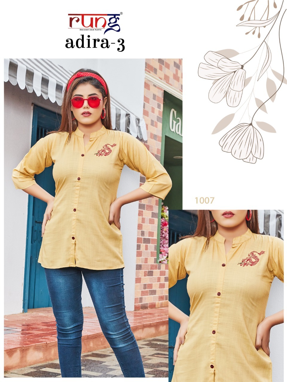 Rung Adira  Vol 3 Fancy Rayon Embroidery Top Catalog