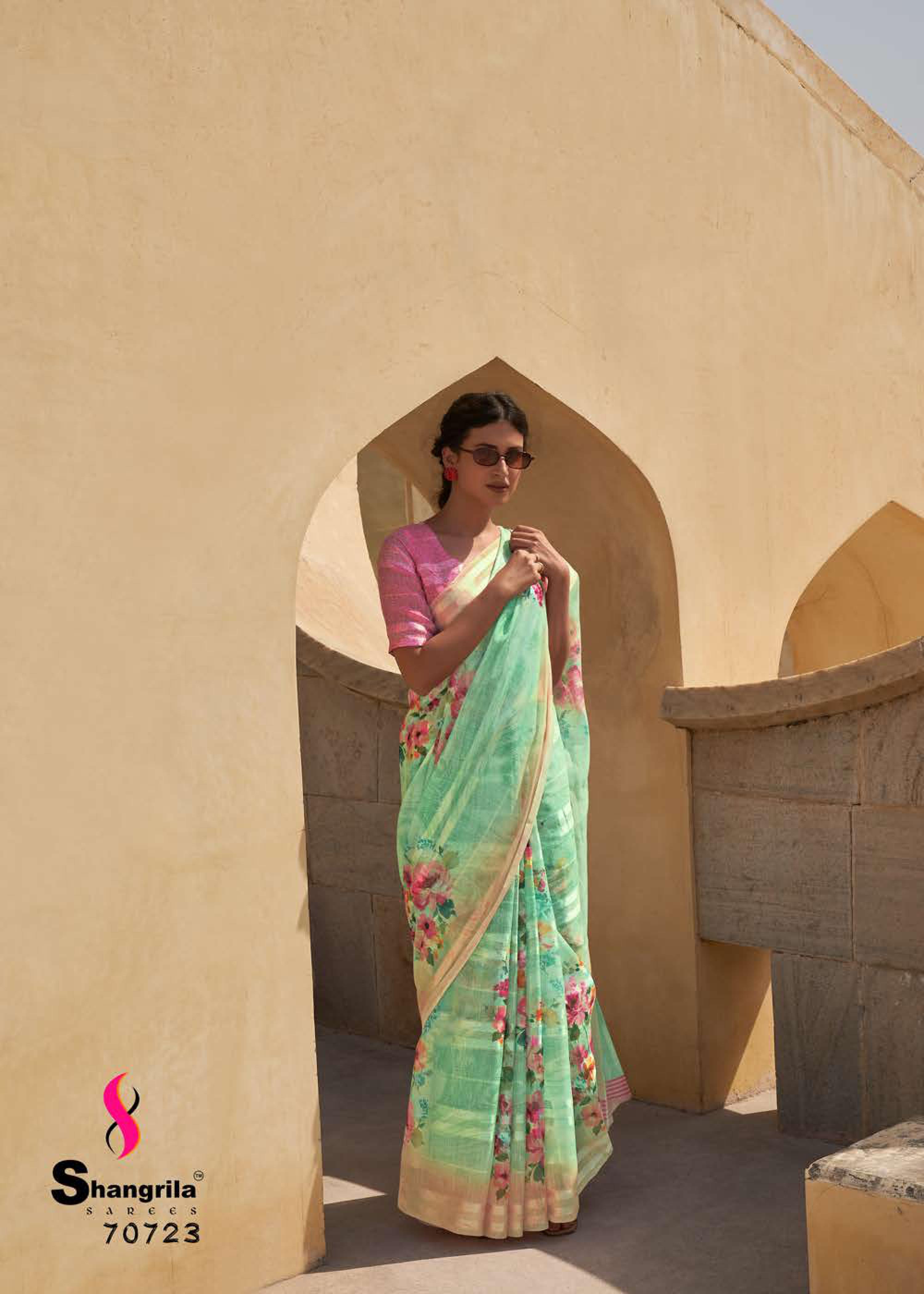 Shangrila Santorini Vol  3 Designer Linen Digital Printed Saree Catalog