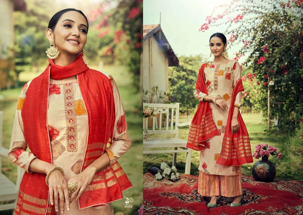 Rk Gold Rawayat Catalog Viscose Chanderi Exclusive Wear Women Dress Materials