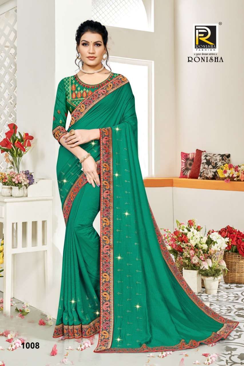 Ronisha Iconic Catalog  Stylish Wear Vichitra Silk Saree Wholesale 