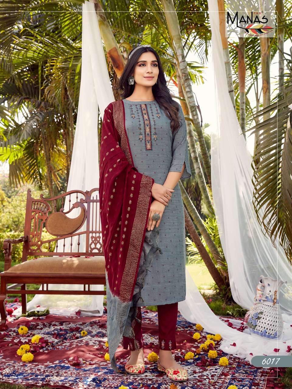 Manas Arina Vol 3 Catalog Designer Wear Top Pant with Dupatta