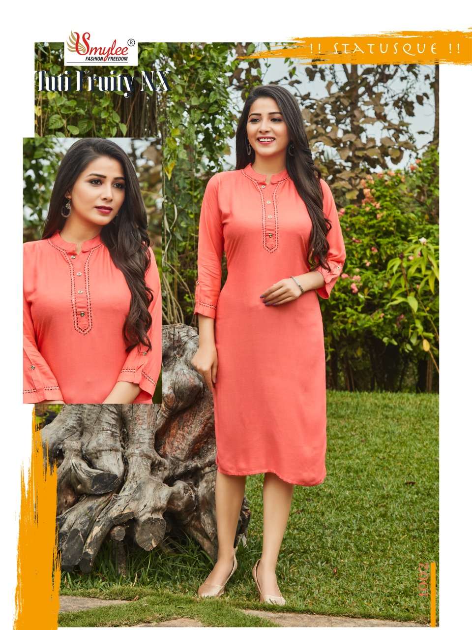 Rung Tuti Fruity Nx Catalog Fancy Wear Rayon Straight Cut Kurtis 