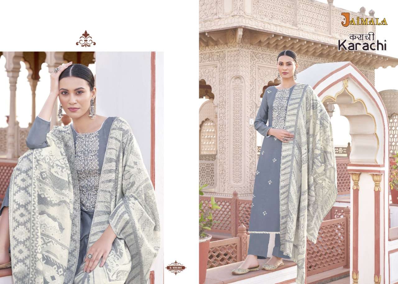 Jaimala Karachi Catalog Designer Wear Pure Jam Cotton Dress Materials