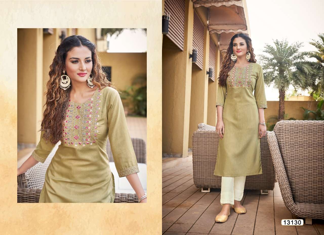 Kalaroop Liza Catalog Fancy Wear Rayon Embroidery Kurtis 