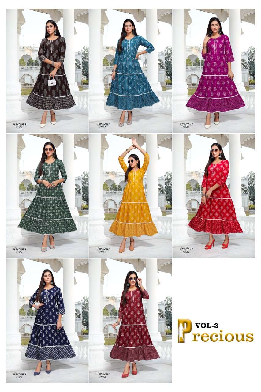 Premnath Precious Vol 3 Catalog Party Wear Rayon Anarkali Kurtis