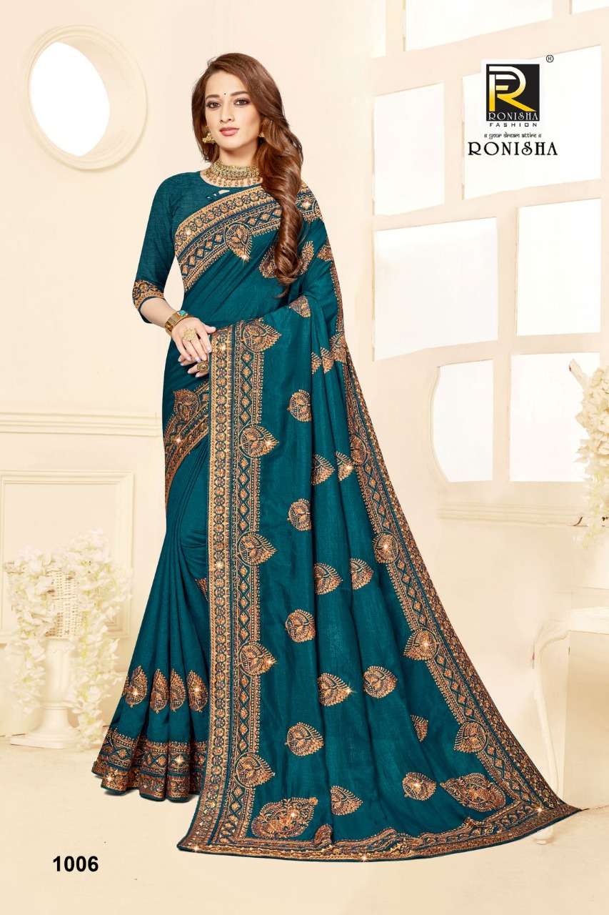 Ronisha Agrima Catalog Fancy Wear Vichitra Silk Sarees