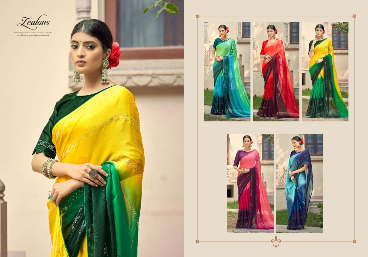 Ynf Shein Swarovski Catalog Stylish Party Wear Moss Chiffon Sarees 