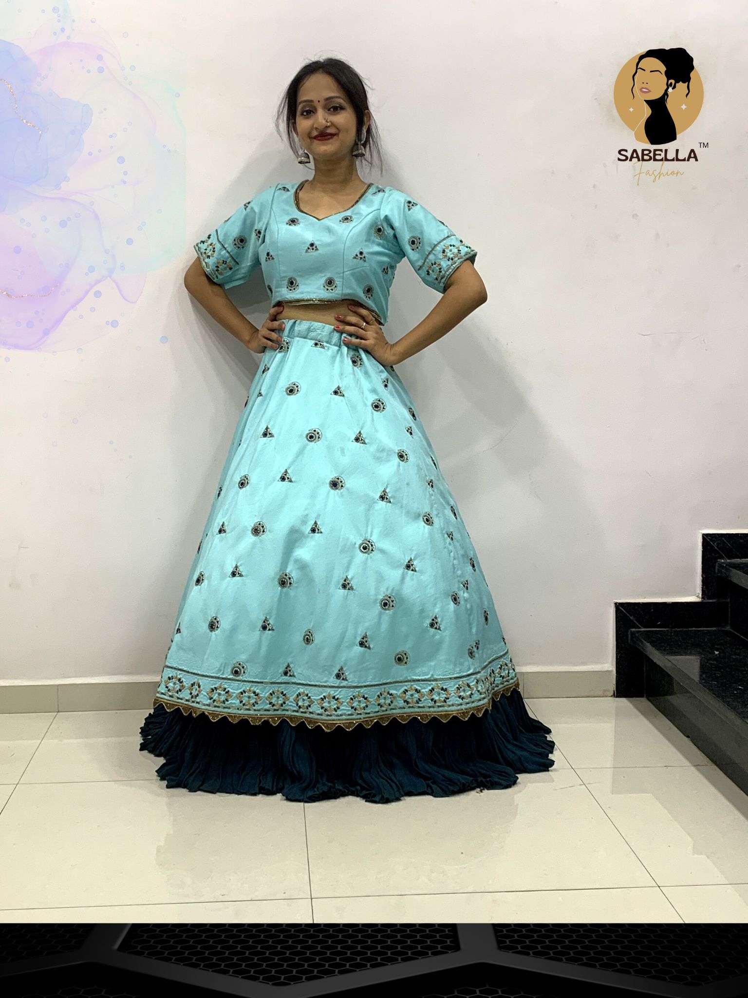 Buy Back Sky Blue Lehenga Choli ( Celebrity Used Pice) Fully Handwork Full Stitched