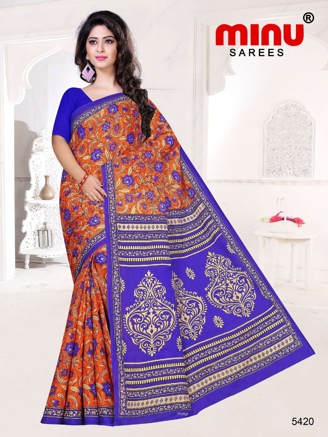 Minu APPLE Cotton Printed Saree-15P Catalog