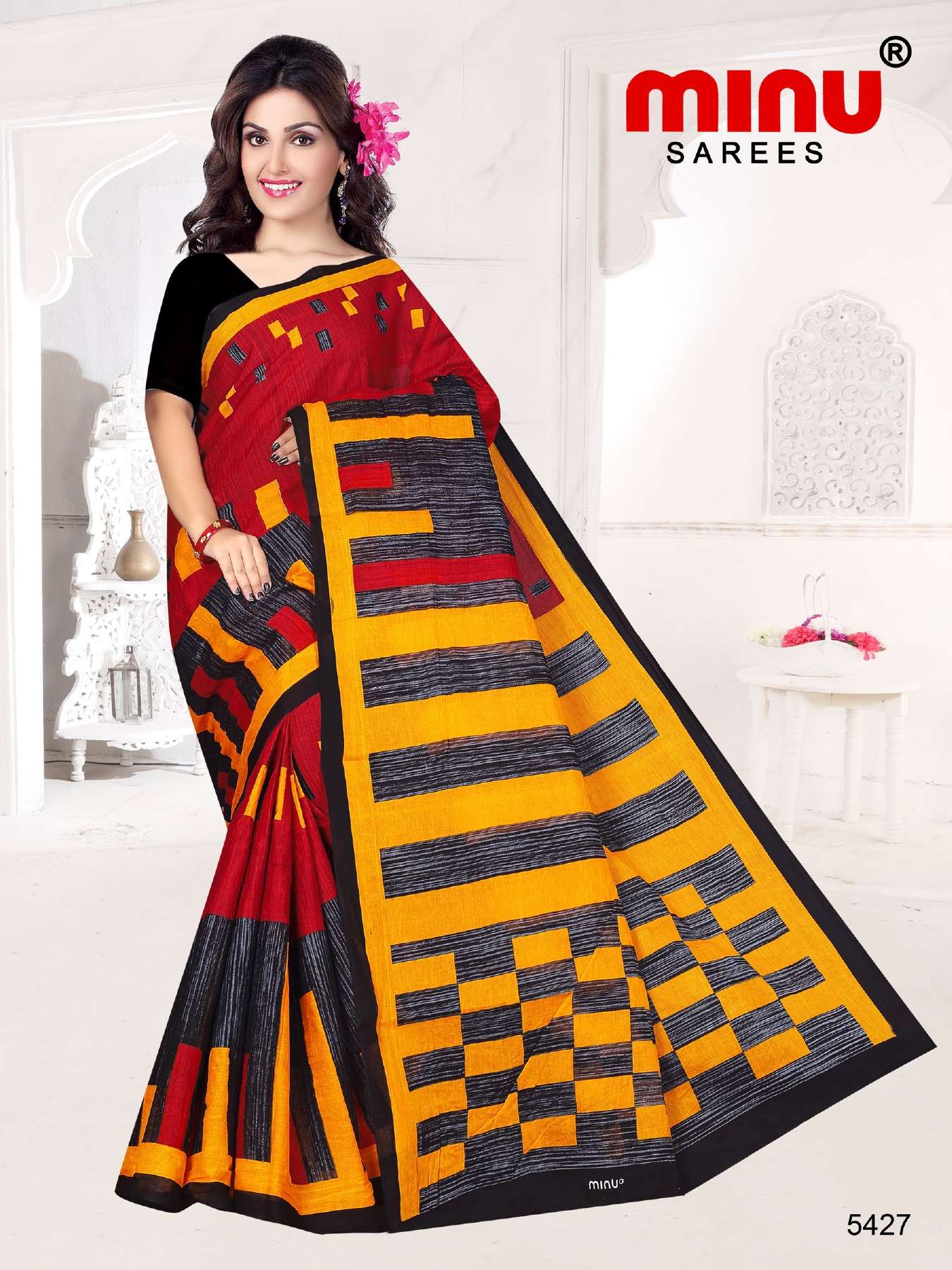 Minu APPLE Cotton Printed Saree-15P Catalog