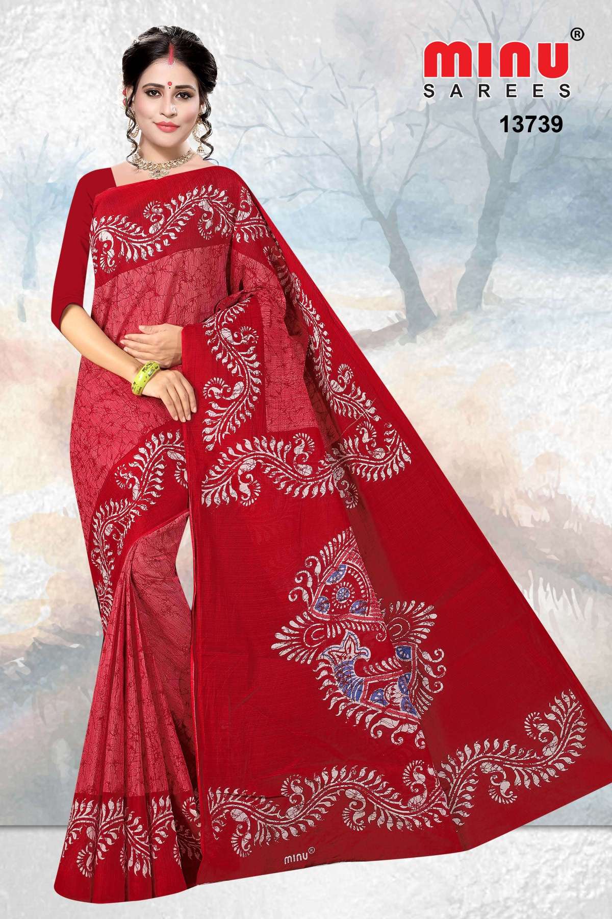 Minu CRYSTAL BATIK Cotton Saree-10P Catalog