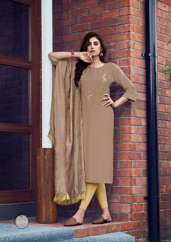 PARRA STUDIO CHUNNRI VOL 8 MASLIN KHATLI WORK FESTIVE WEAR KURTI WITH DUPATTA