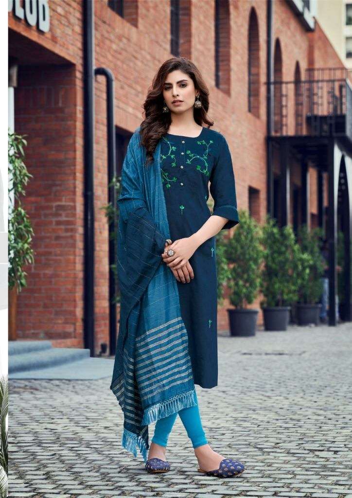 PARRA STUDIO CHUNNRI VOL 8 MASLIN KHATLI WORK FESTIVE WEAR KURTI WITH DUPATTA