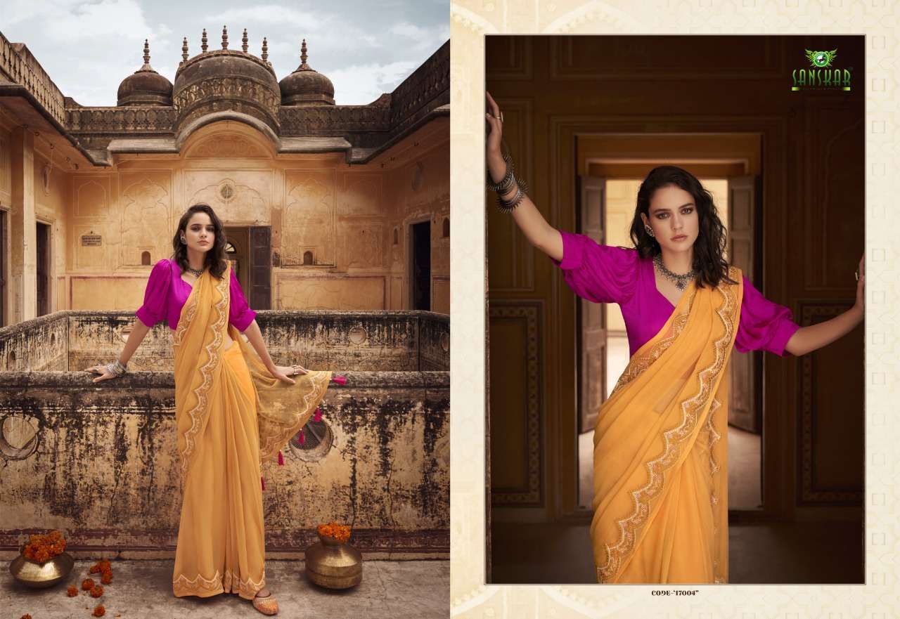 SANSKAR NAARI PURE CHIFFON DESIGNER SAREES COLLECTION IN SURAT