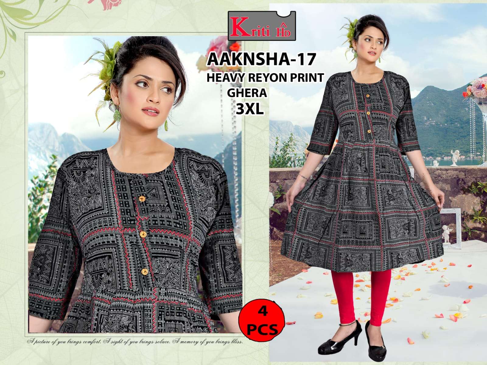 Aanksha  Riyon print selfi kurti