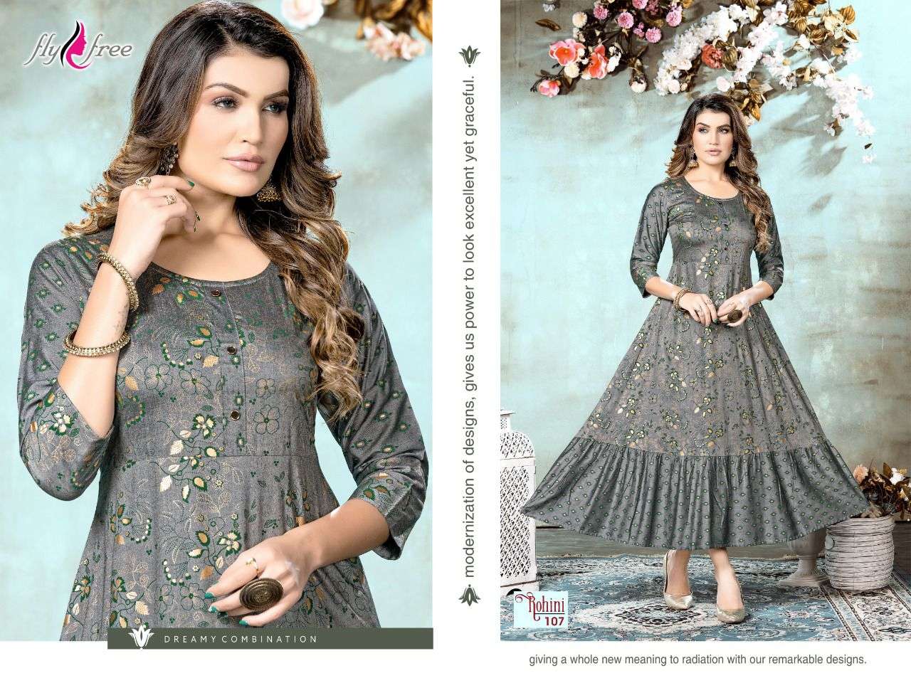 Fly Free Rohini Vol 1 Catalog Black Rayon Anarkali Kurtis