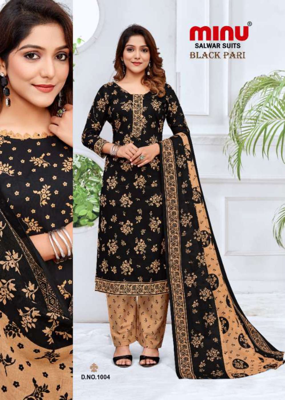 Minu BLACK PARI Cotton Printed Dress Material-8P Catalog