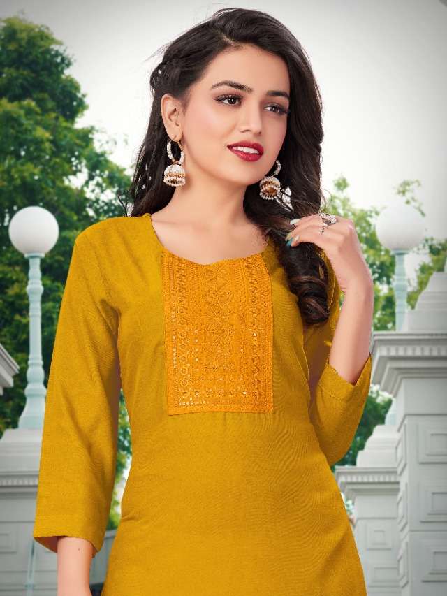 Minu RAMOLA Vol-2 Rayon Embroidered Kurtis-6P Catalog