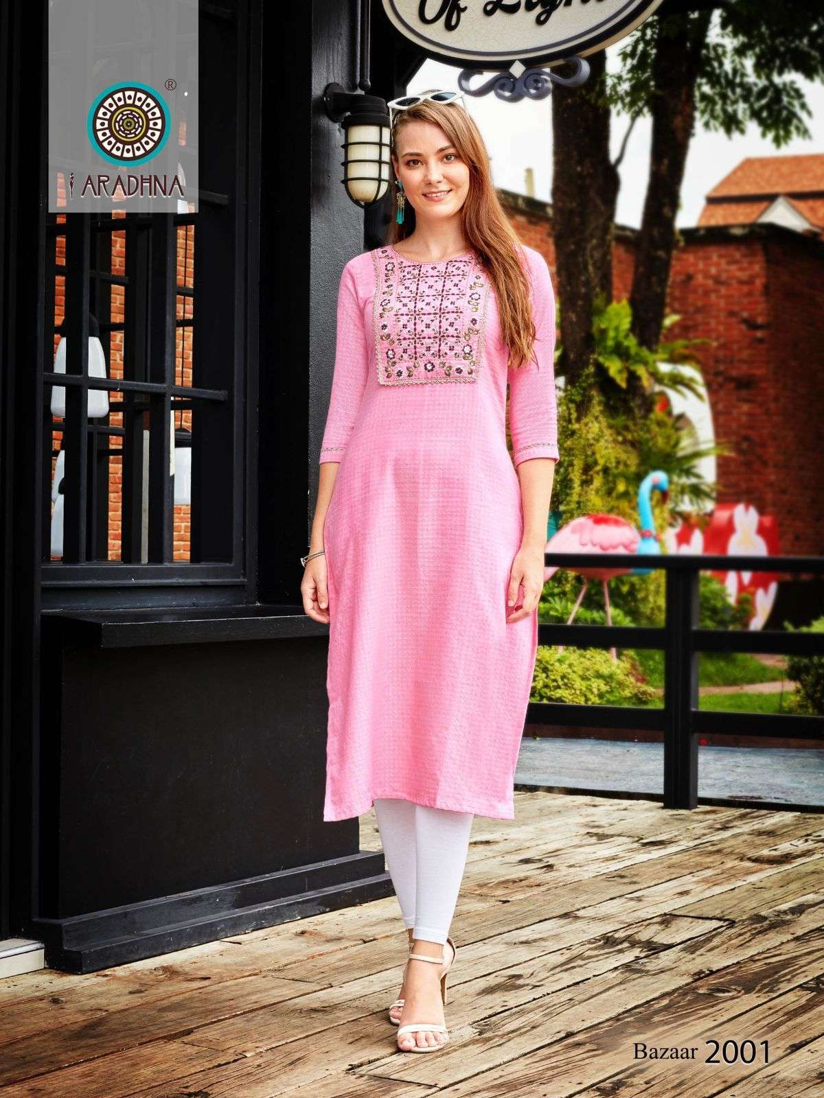 Aradhna Fashion Bazar Vol 2 Catalog Cotton Embroidery Wear Kurtis Wholesale