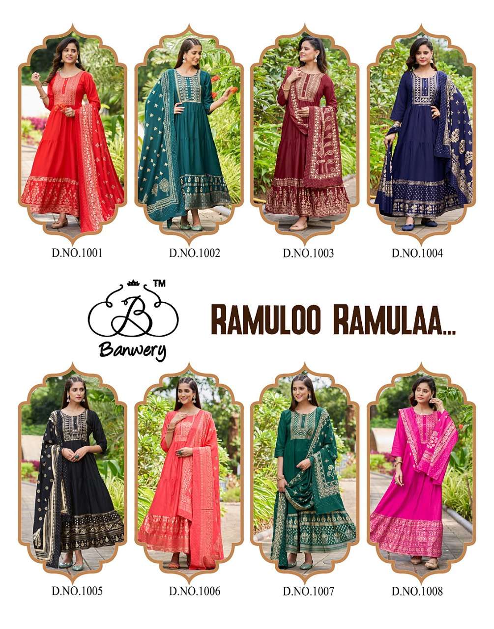 Banwery Ramuloo Ramulaa Catalog Heavy Rayon With Foil print Kurti With Dupatta Wholesale