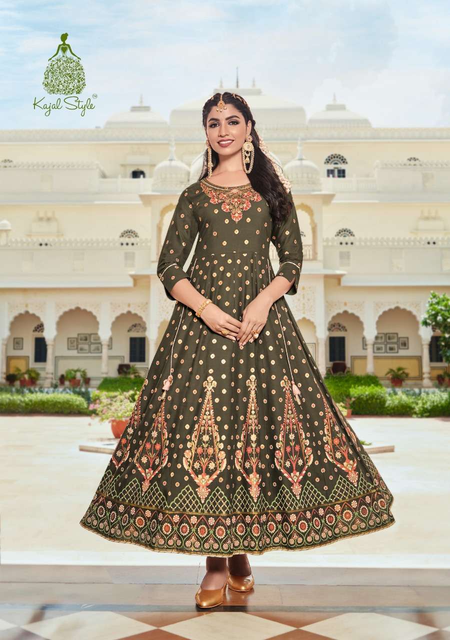 Kajal Style Fashion Colourbar Vol 8 Catalog Fancy Wear Designer Anarkali Long Kurtis Wholesale