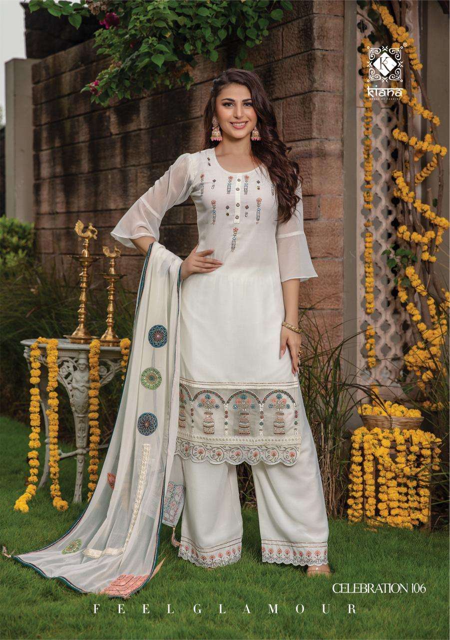 Kiana Celebration Catalog Designer Ready Made Top Bottom Dupatta Wholesale