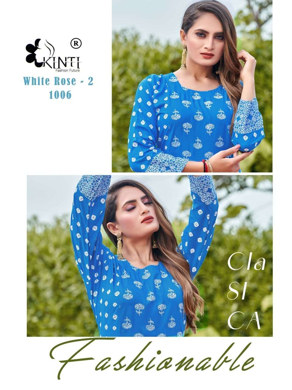 Kinti White Rose Vol 2 Catalog Rayon Printed Kurtis Wholesale