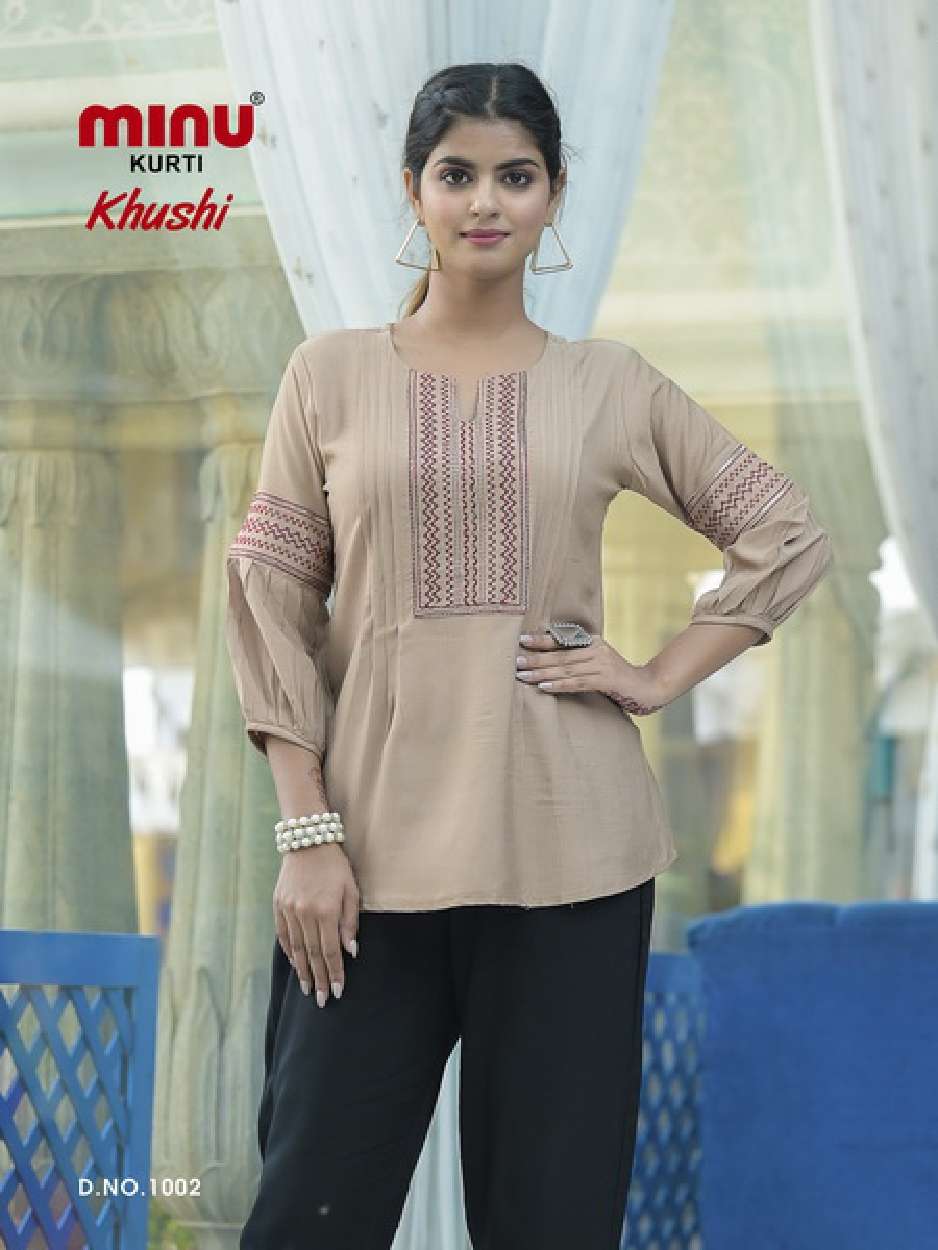 Minu KHUSHI Rayon Embroidered Top-5P Catalog