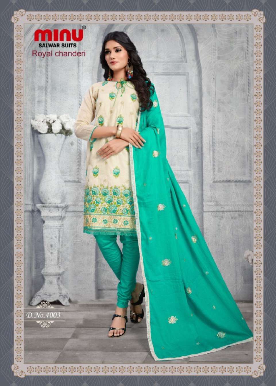 Minu ROYAL CHANDERI Cotton Embroidered Dress Material-8P Catalog