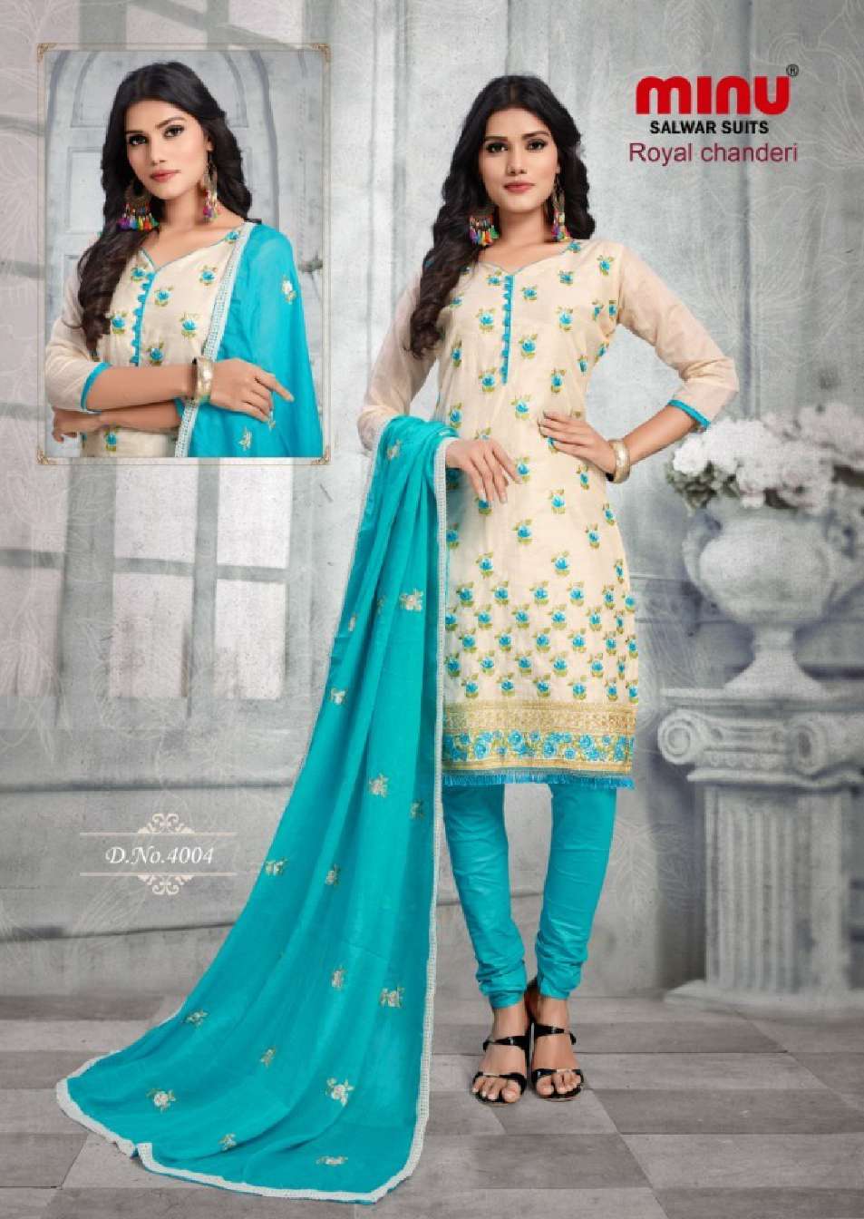 Minu ROYAL CHANDERI Cotton Embroidered Dress Material-8P Catalog