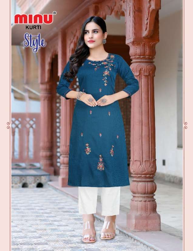 Minu STYLE Rayon Embroidered Kurtis-4P Catalog