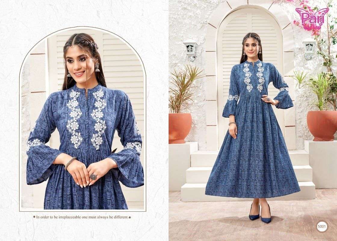 Pari Duster Catalog Rayon Wholesale Anarkali Kurtis