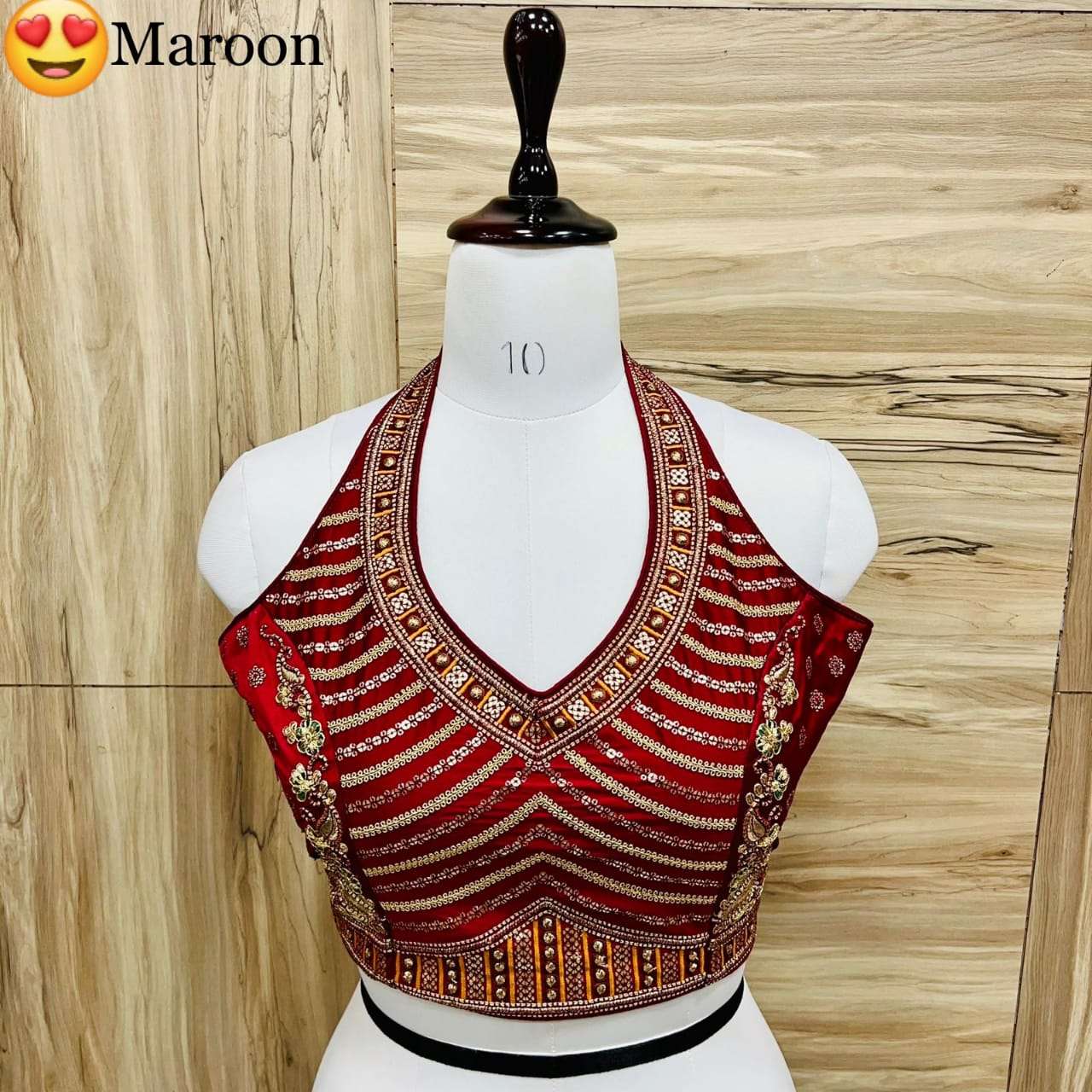 Western Look halter Neck Codding Sequence With Multy Thread Blouse Wholesale