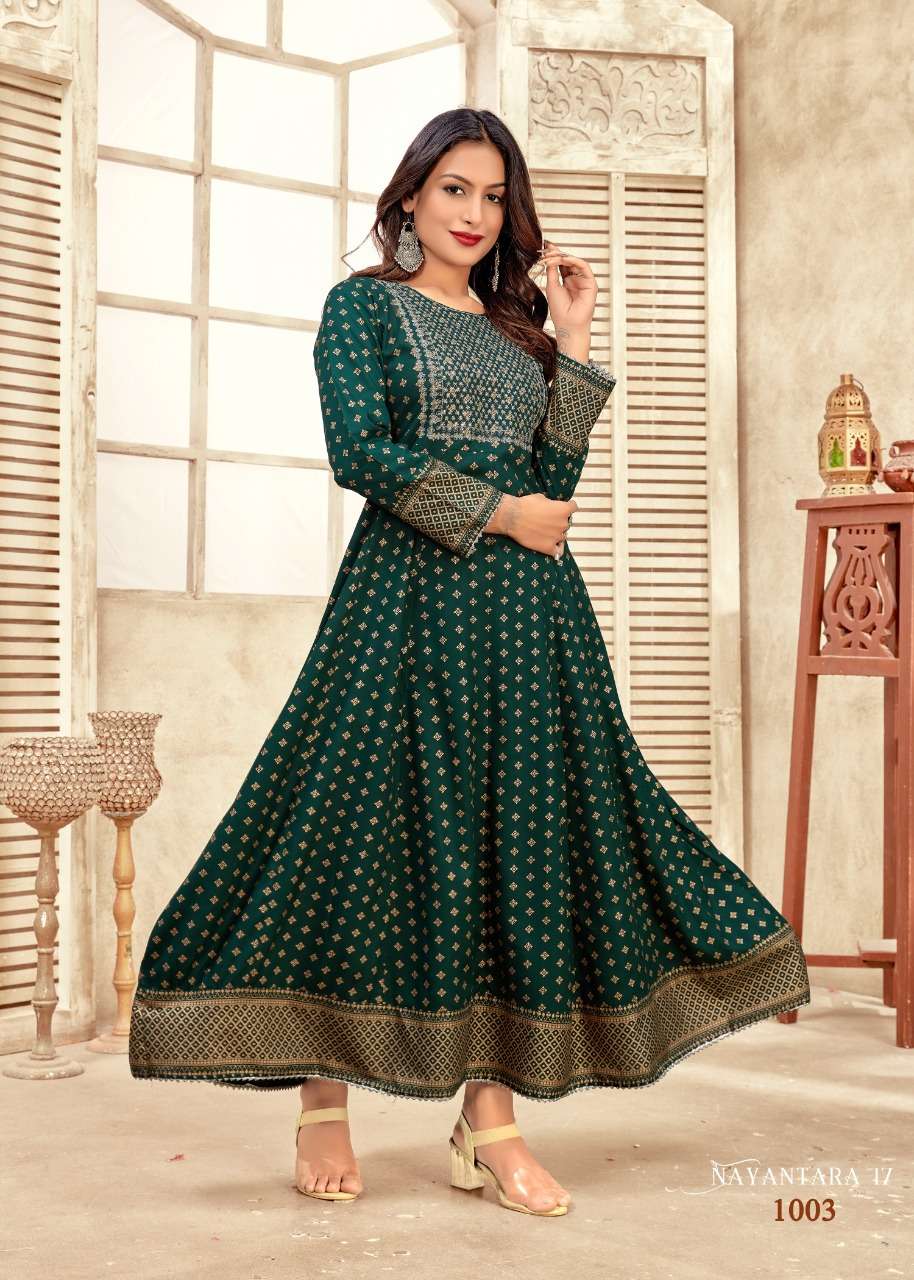 Banwery Nayanthara Vol 17 Catalog Embroidery Wear Long Anarkali Kurtis Wholesale