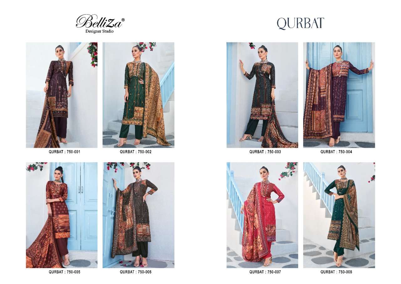 Belliza Qurbat Catalog Premium Winter Wear Pashmina Dress Materials Wholesale