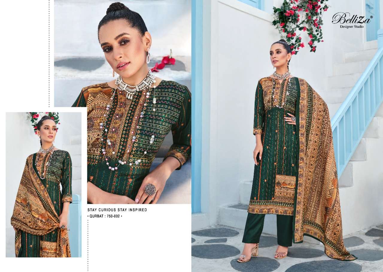 Belliza Qurbat Catalog Premium Winter Wear Pashmina Dress Materials Wholesale