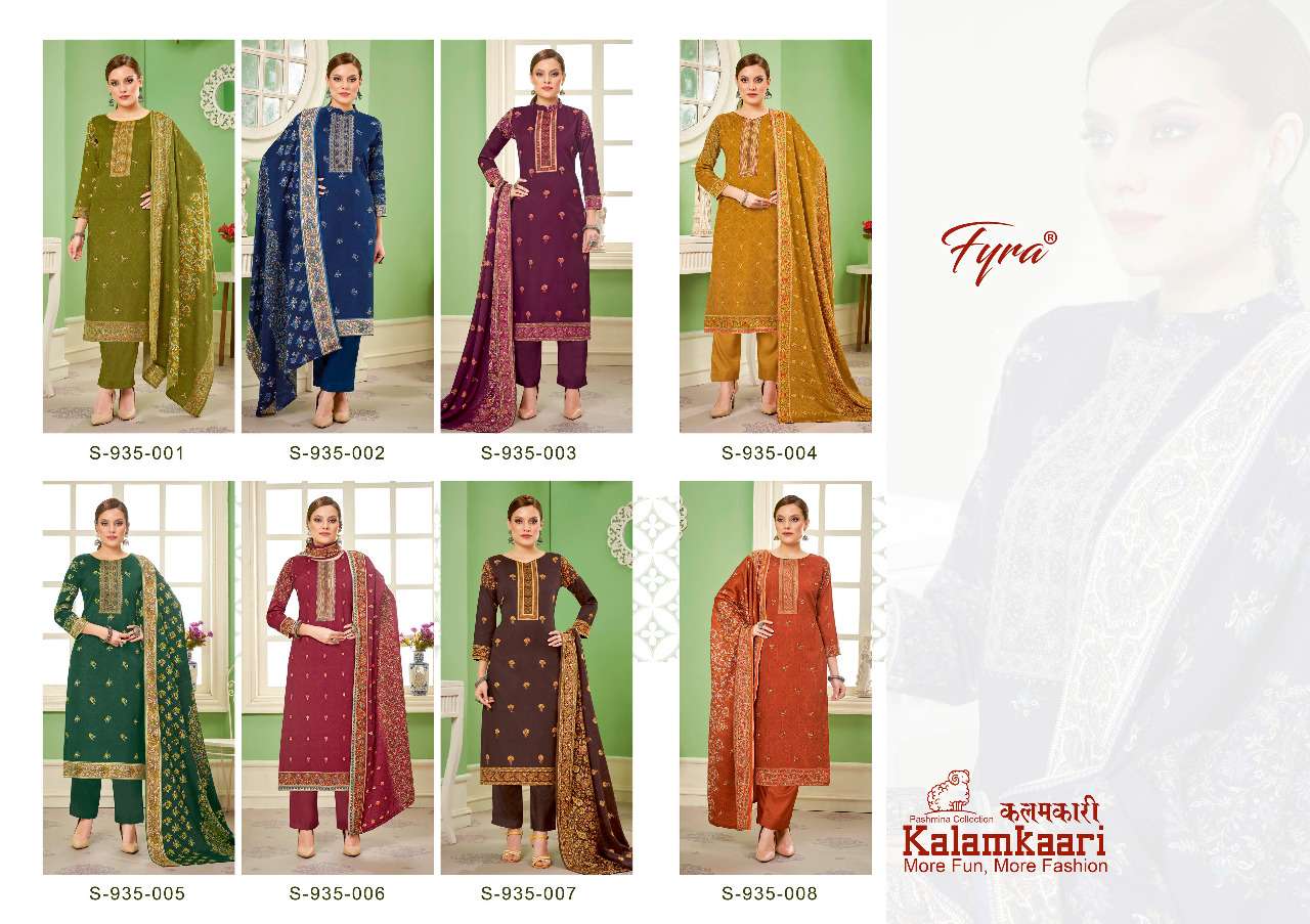 Fyra Kalamkaari Catalog Designer Wear Pashmina Dress Materials Wholesale