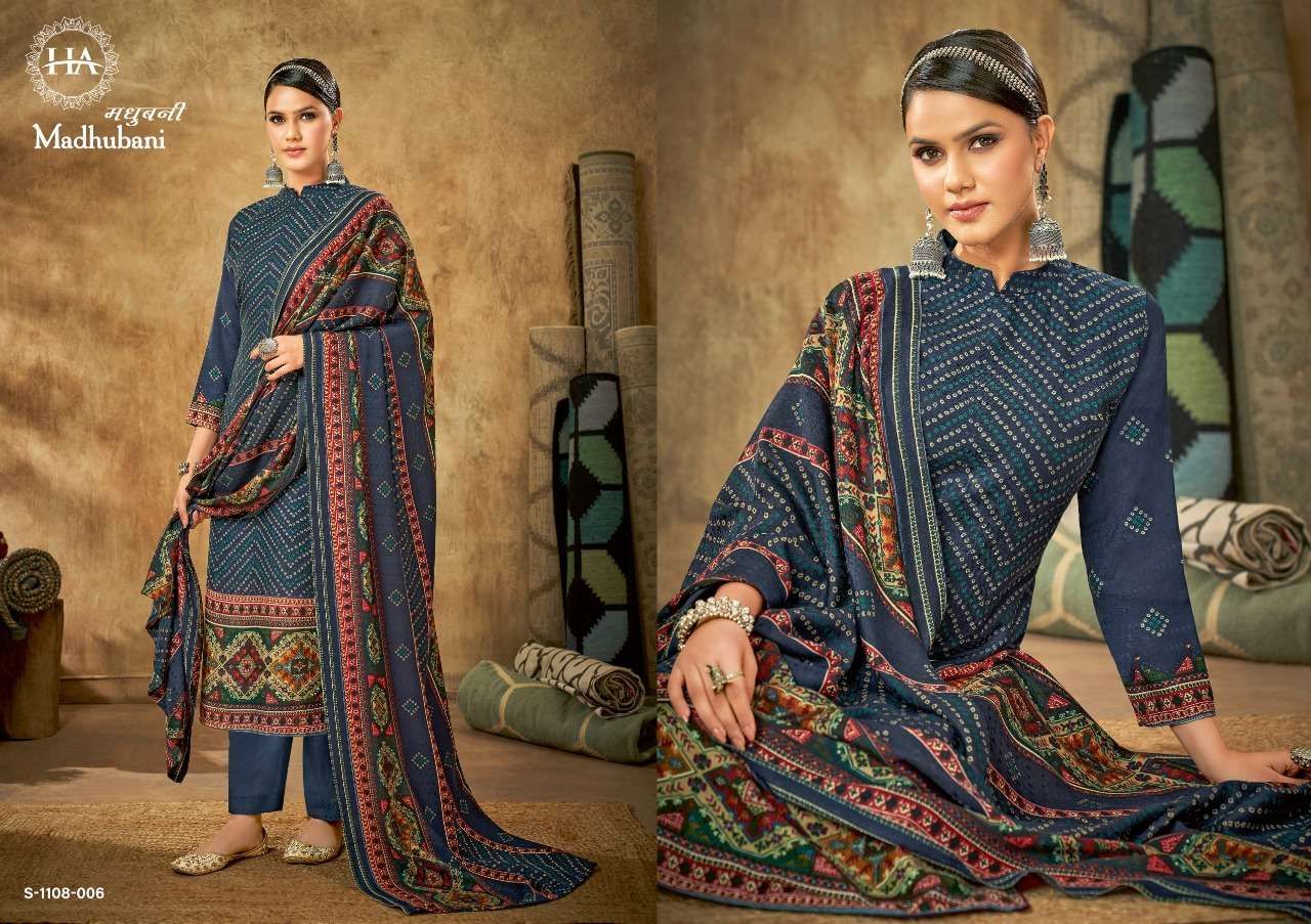 Harshit Madhubani Catalog Designer Wear Winter Pashmina Dress Materials Wholesale