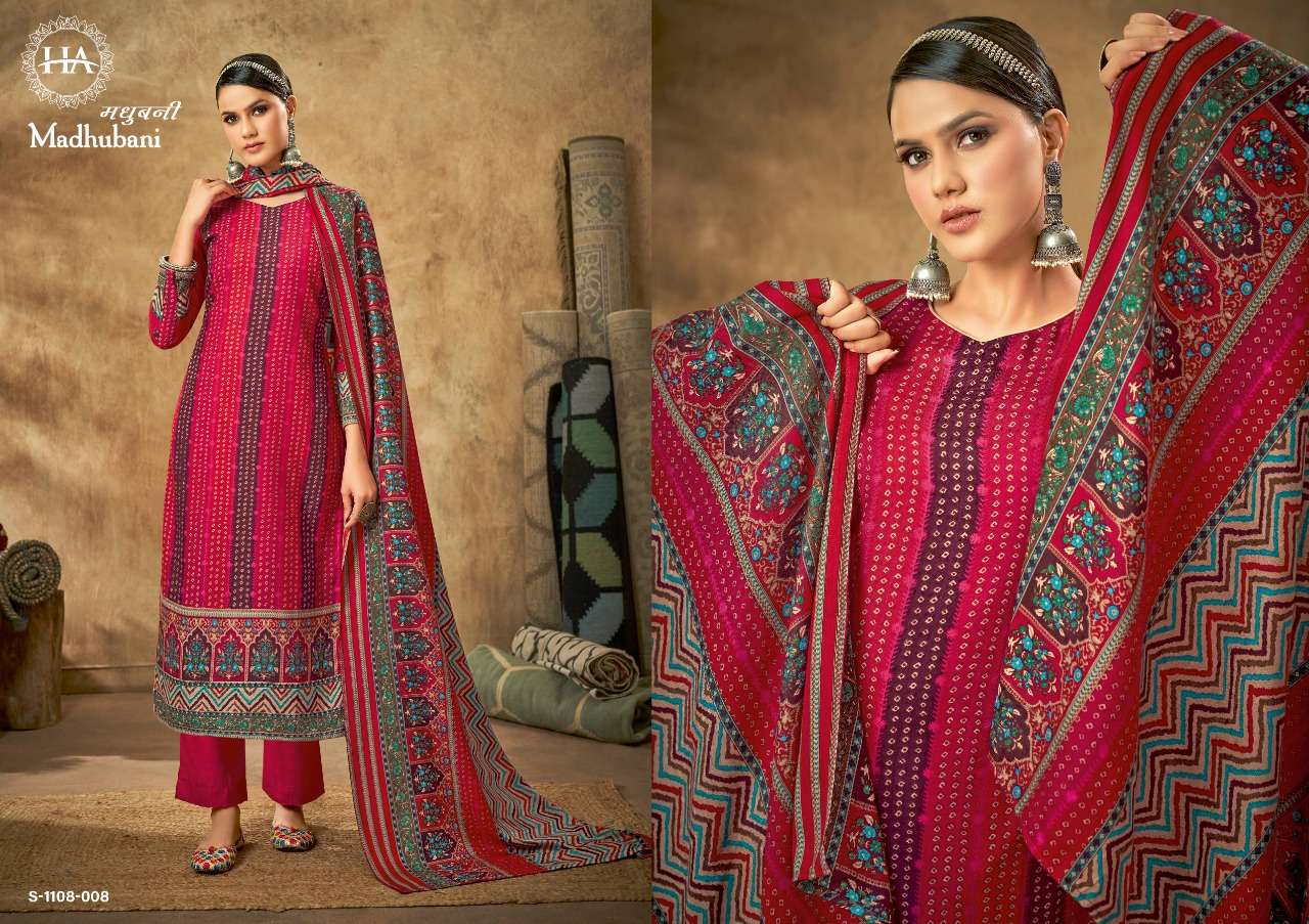 Harshit Madhubani Catalog Designer Wear Winter Pashmina Dress Materials Wholesale