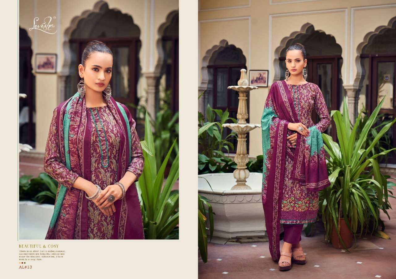 Levisha Aaliyah Catalog Pure Pashmina Digital Print Dress Materials Wholesale