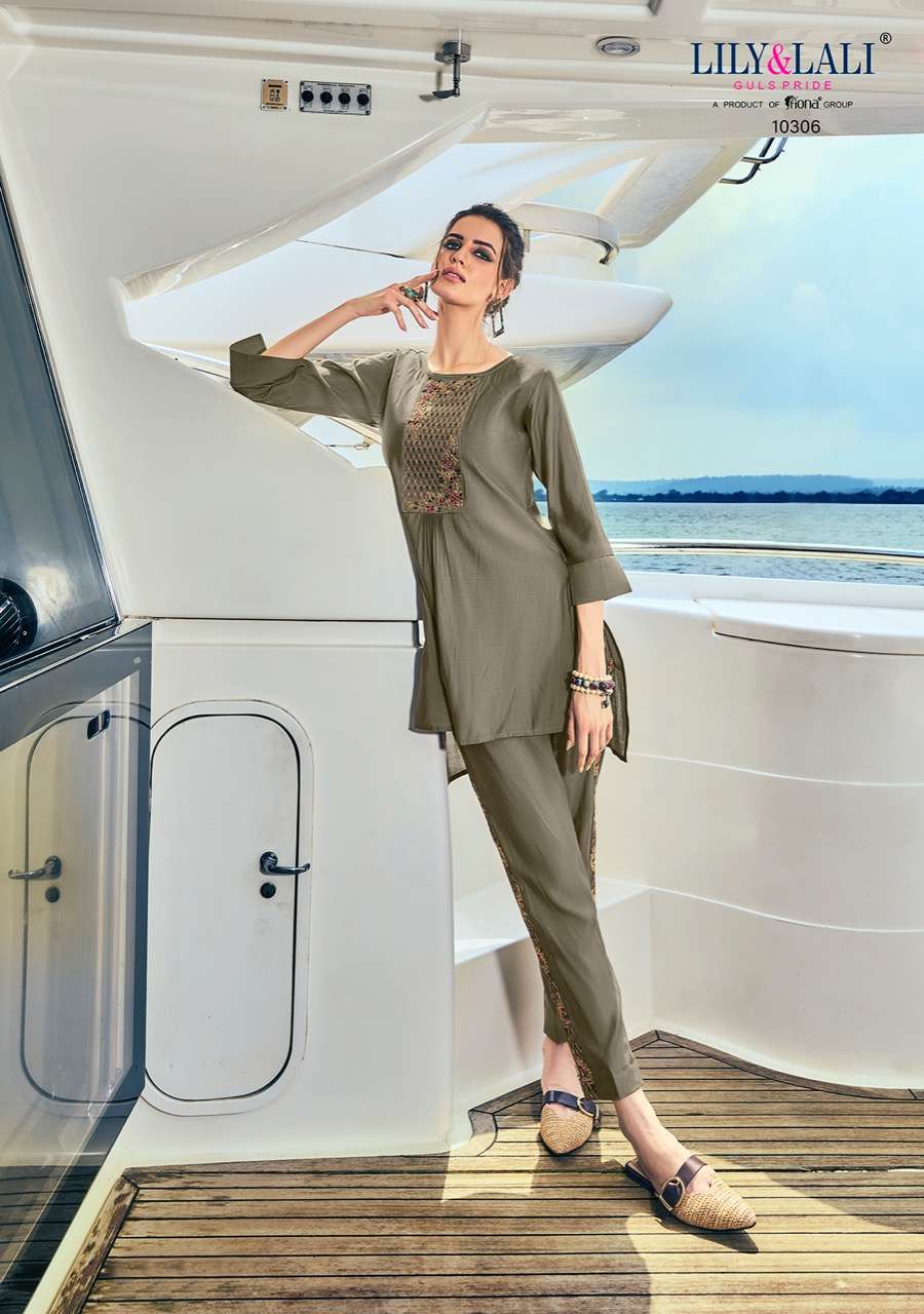 Lily And Lali Miami Catalog Party Wear Silk Kurti With Bottom Wholesale