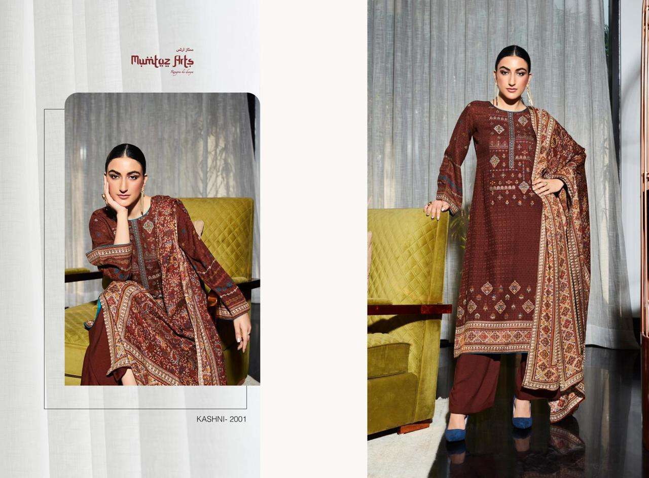 Mumtaz Arts Kashni Vol 1 Catalog Embroidery Pashmina Wear Dress Materials Wholesale