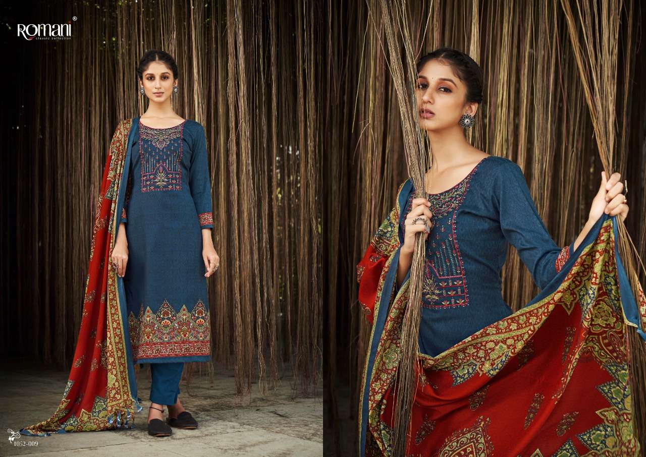 Romani Gulmarg Catalog Exclusive Wollen Wear Pashmina Dress Materials Wholesale