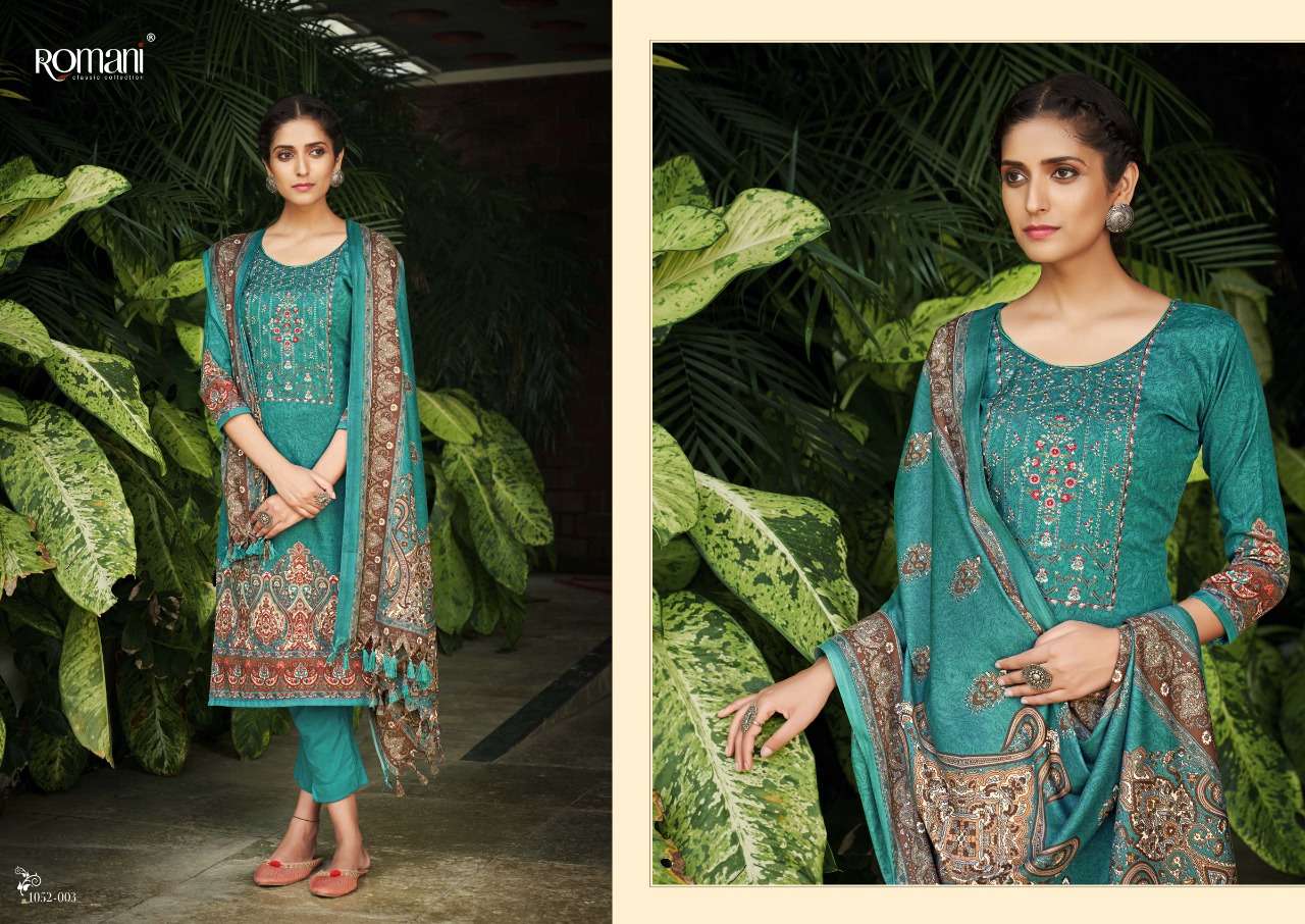 Romani Gulmarg Catalog Exclusive Wollen Wear Pashmina Dress Materials Wholesale