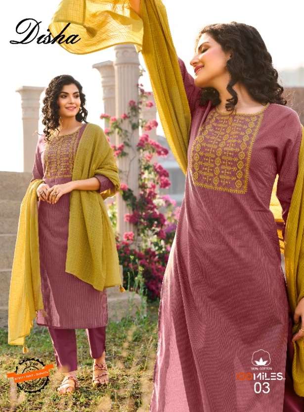 100Miles Present DISHA Kurti Pant Dupatta On Wholesale 