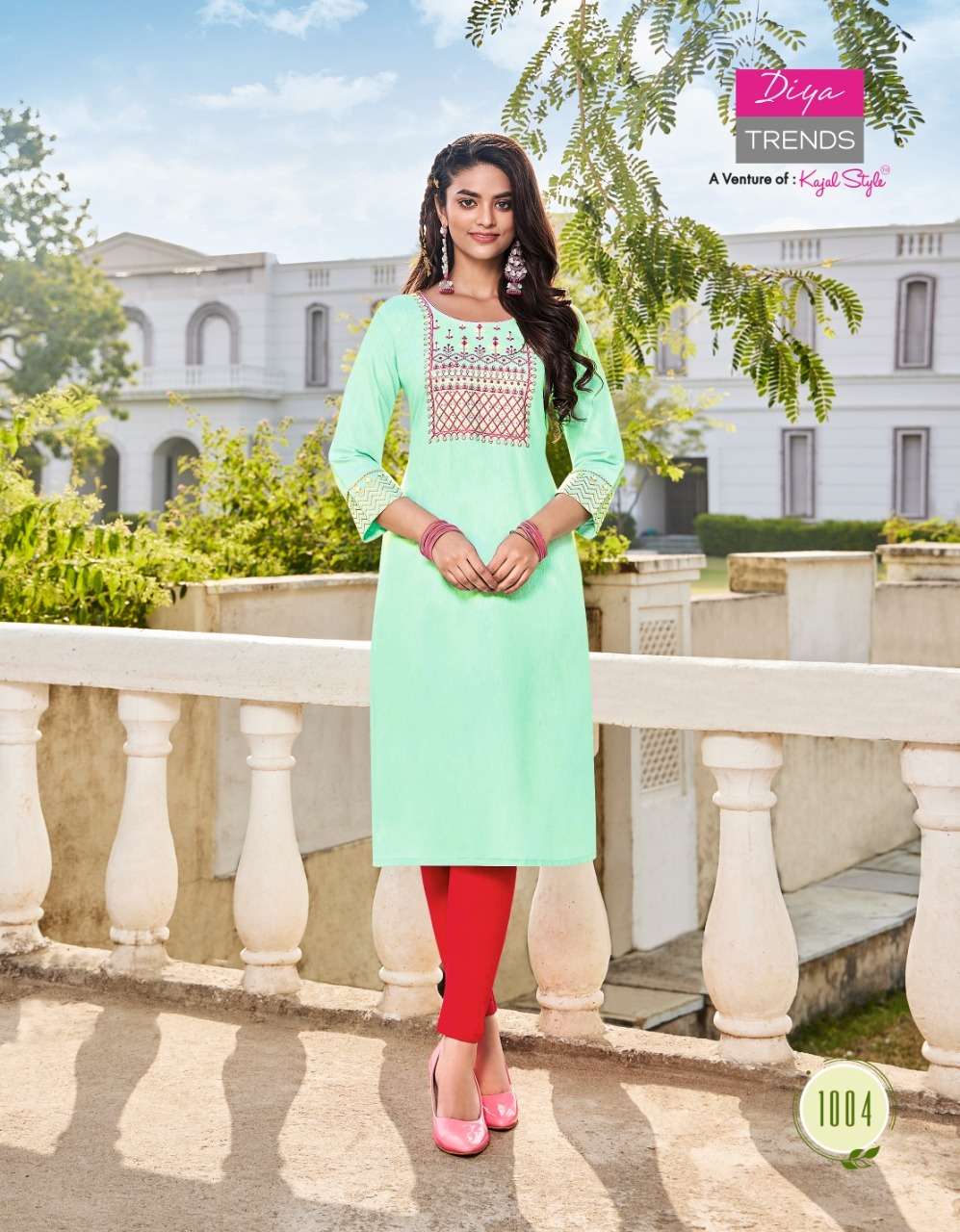 DIYA TRENDS LAUNCHED FASHION BIRD VOL-1 KAJAL STYLE RAYON LINEN EMBROIDERY KURTI ON WHOLESALE