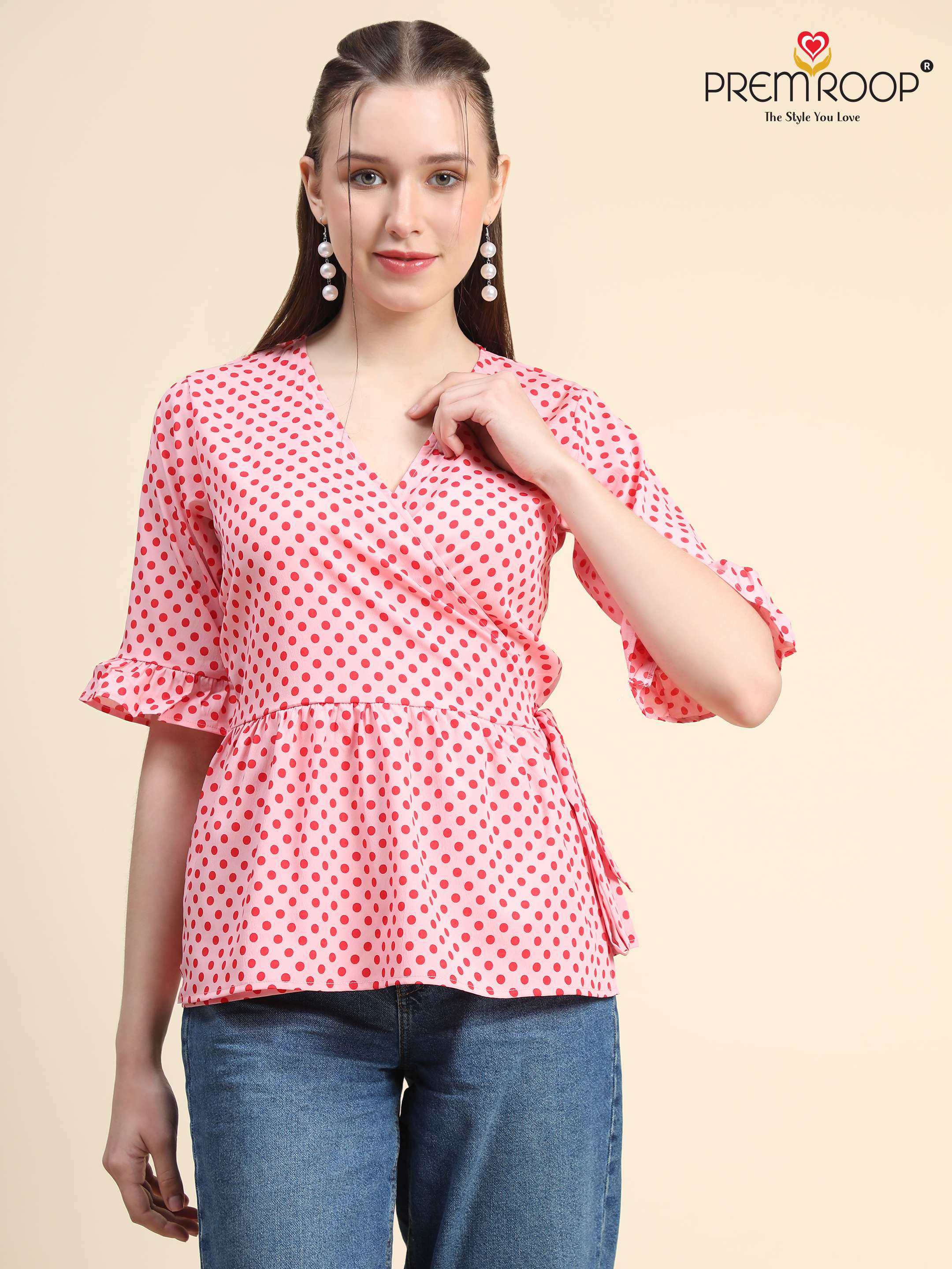 Premroop Stylish Printed  Western Top On Wholesale