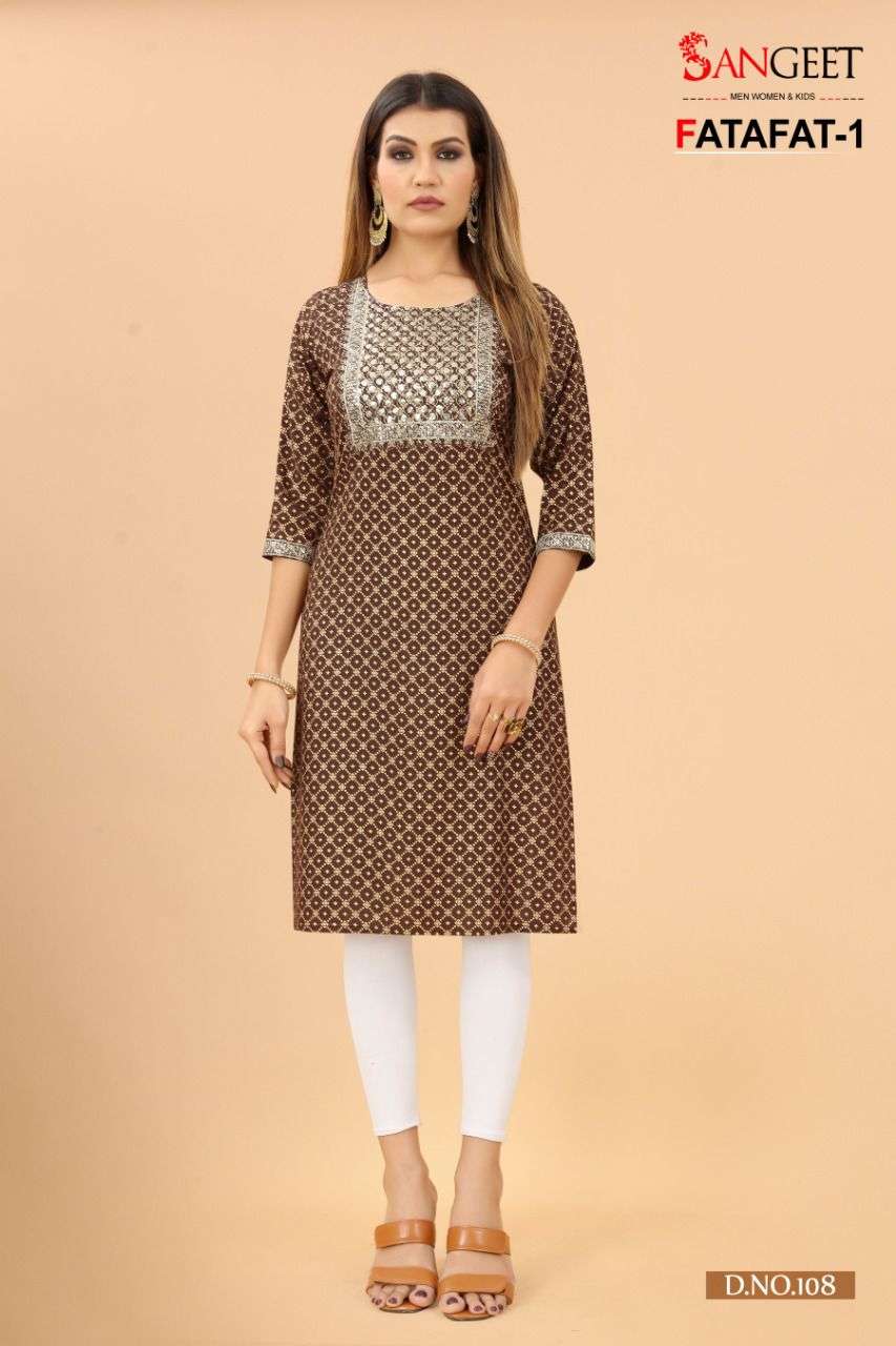 Sangeet Launched FATAFAT-1 SUMMER OFFER Kurtis Catalog wholesale price