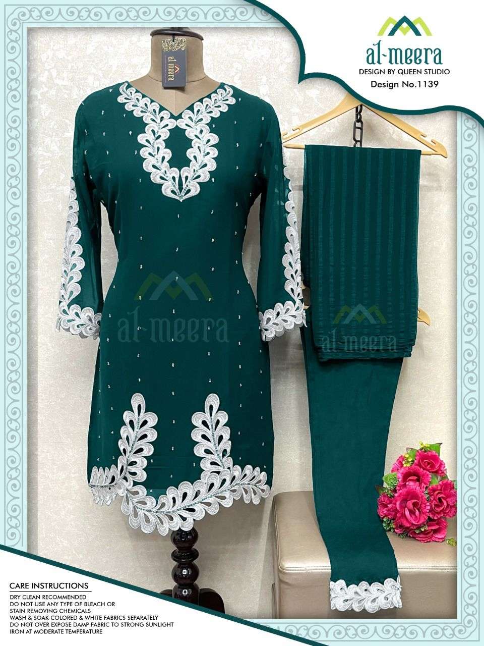 Al Meera D.No-1139 Soft Unique Embroidered Faux Georgette On Wholesale